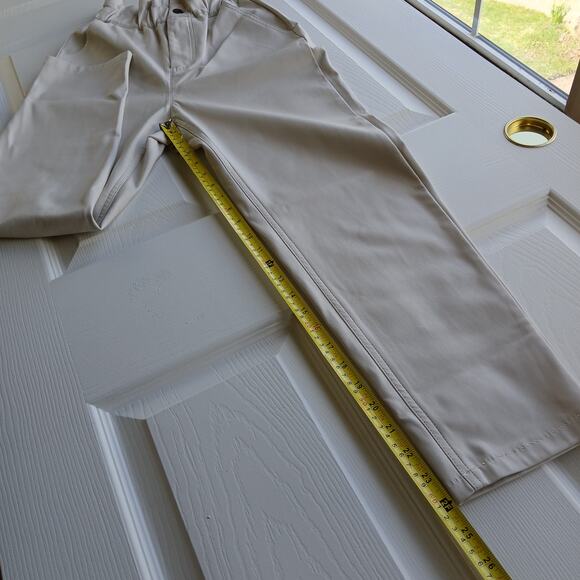 Zara Faux Leather Paper Bag Pants 00 baggy high rise trouser Cream Ecru repaired - Picture 14 of 16